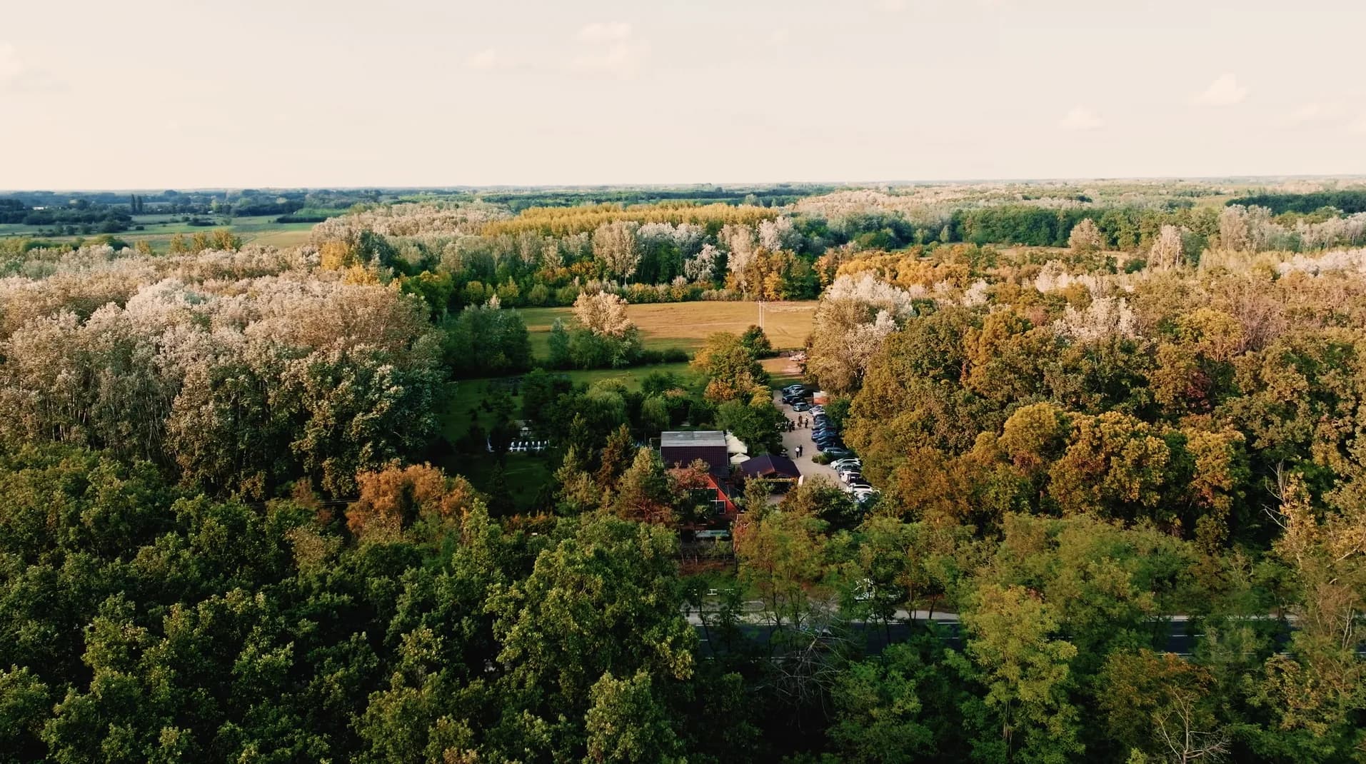 Aerial view of Csereerdő Szíve and the surrounding landscape near Debrecen
